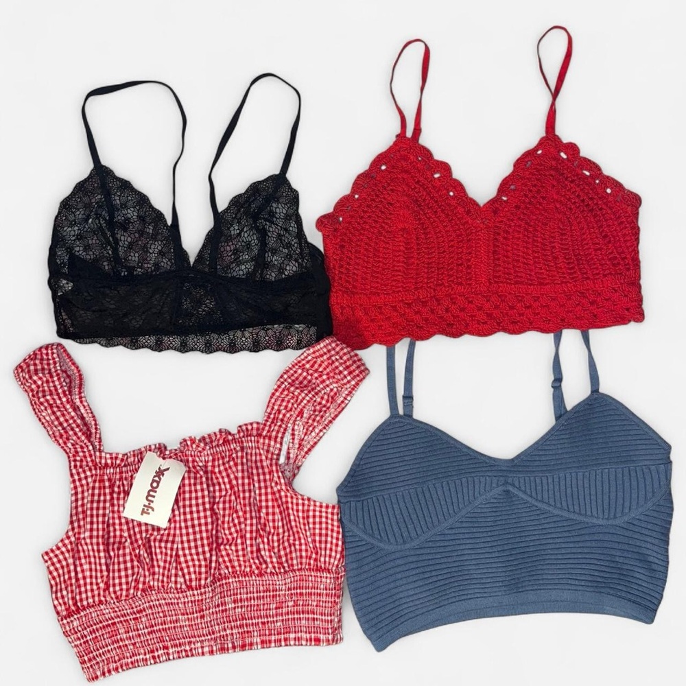 4PC Multi-coloured crochet bralette crop top bundle #crochet